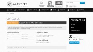 Contact Details eNetworks ISP | Cape Town