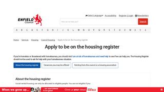 Apply to be on the housing register · Enfield Council
