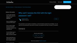 Why can't I access the GUI with the login password I set? - EnGenius