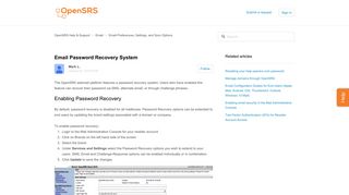 Email Password Recovery System – OpenSRS Help & Support