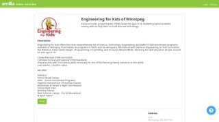 Engineering for Kids of Winnipeg - Welcome - Amilia