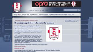 New season registration - information for members - England Boxing