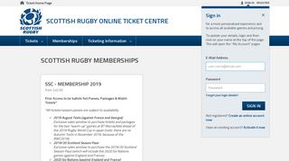 Scottish Rugby Memberships- eTickets