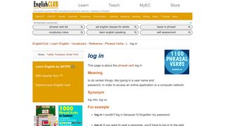 log in | Vocabulary | EnglishClub