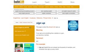 sign up | Vocabulary | EnglishClub