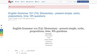 English Grammar 101 (T4): Elementary - present simple, verbs ... - Rtest