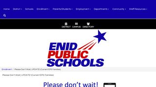 Enid Public School - Please Don't Wait, UPDATE! (Current EPS ...