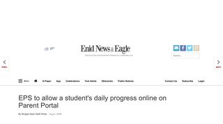 EPS to allow a student's daily progress online on ... - Enid News & Eagle