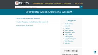 Frequently Asked Questions: Account - eNotes.com