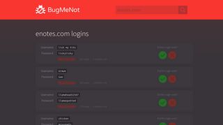 enotes.com passwords - BugMeNot