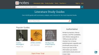 Literature Study Guides - By Popularity - eNotes.com