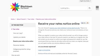 Receive your rates notice online - Blacktown City