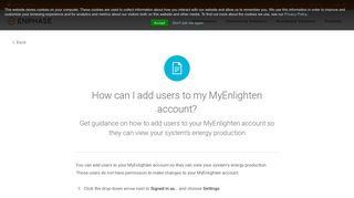 How can I add users to my MyEnlighten account? | Enphase