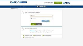 Login for existing Subscribers - eNPS Karvy