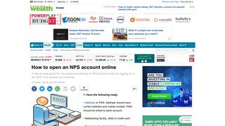 NPS Account: How to open an NPS account online