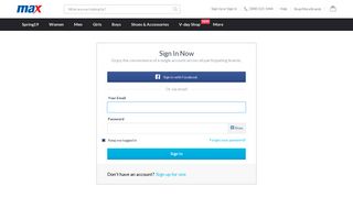 Sign In - Online Shopping at Max
