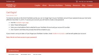 Can't log in? - Enrich Canada