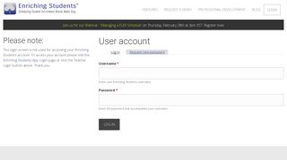 User account | Enriching Students