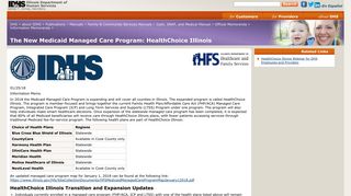 IDHS: The New Medicaid Managed Care Program: HealthChoice Illinois