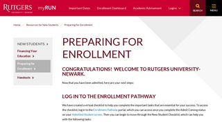 Preparing for Enrollment | Rutgers MyRun