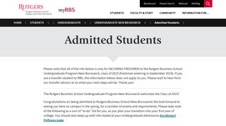 Admitted Students - myRBS - Rutgers University