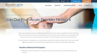 Join Our Post-Acute Provider Network | Ensocare