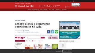 Ensogo closes e-commerce operation in SE Asia | Bangkok Post: tech
