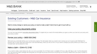 Existing Customers - Car Insurance | M&S Bank