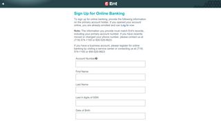 Registration - Ent Credit Union - WEB3 - Ent Online Banking