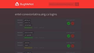 entel-conexionlatina.airg.ca passwords - BugMeNot