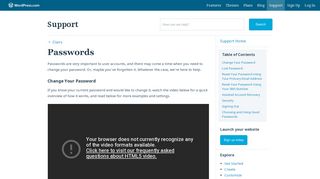 Passwords — Support — WordPress.com