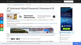 Enterasys Default Password, Login & IP List (updated August 2018 ...