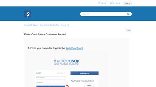 Enter Card from a Customer Record – InvoiceASAP Support
