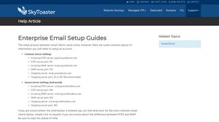 Enterprise Email Setup Guides | SkyToaster