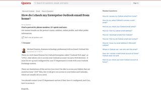 How to check my Enterprise Outlook email from home - Quora