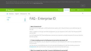 Enterprise ID FAQ | StarHub Singapore