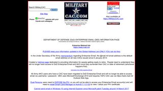 MilitaryCAC's Enterprise Email specific problems and solutions page