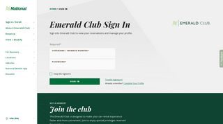 Emerald Club Sign In | National Car Rental