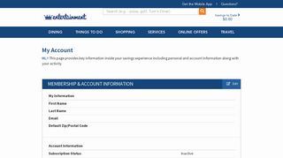 My Account | Entertainment Coupons