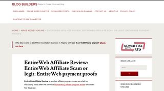 EntireWeb Affiliate Review: EntireWeb Affiliate Scam or legit ...