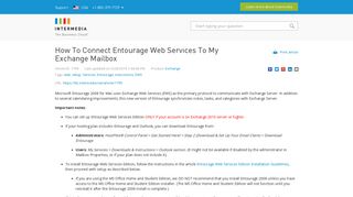 How To Connect Entourage Web Services To My Exchange Mailbox ...