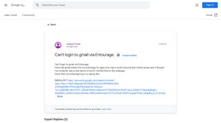 Can't login to gmail via Entourage. - Google Product Forums
