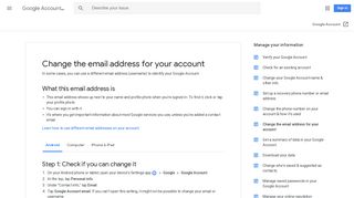 Alterar o endereço de e-mail da conta - Android - Ajuda do Conta do ...