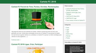 Cartola FC Login - Dicas Cartola FC 2018