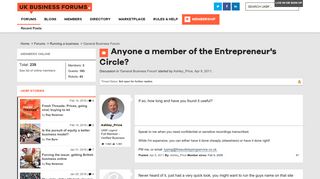 Anyone a member of the Entrepreneur's Circle? | UK Business Forums