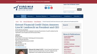 Entrust Financial Credit Union Annoces Lisa M. Lambrecht as ...