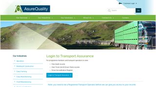 Login to Transport Assurance | AsureQuality