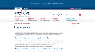 Envision Financial - Login Update