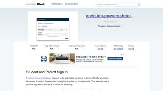 Envision.powerschool.com website. Student and Parent Sign In.