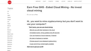 Earn Free GHS - Eobot Cloud Mining - No invest cloud mining ...